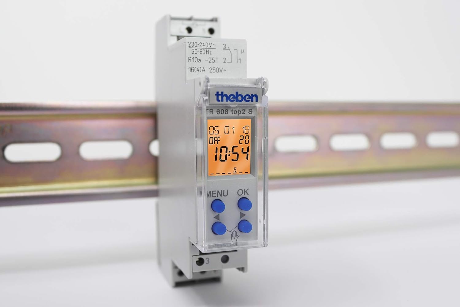 Theben 6080101 TR 608 top2 S - digitale 1-kanaals tijdschakelklok met weekprogramma, timer