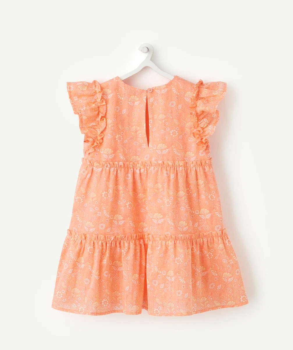 ROBE À VOLANTS BÉBÉ FILLE EN COTON ROSE IMPRIMÉ FLEURI