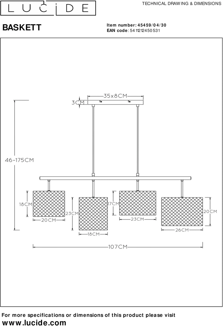 Lucide   Baskett Hanglamp