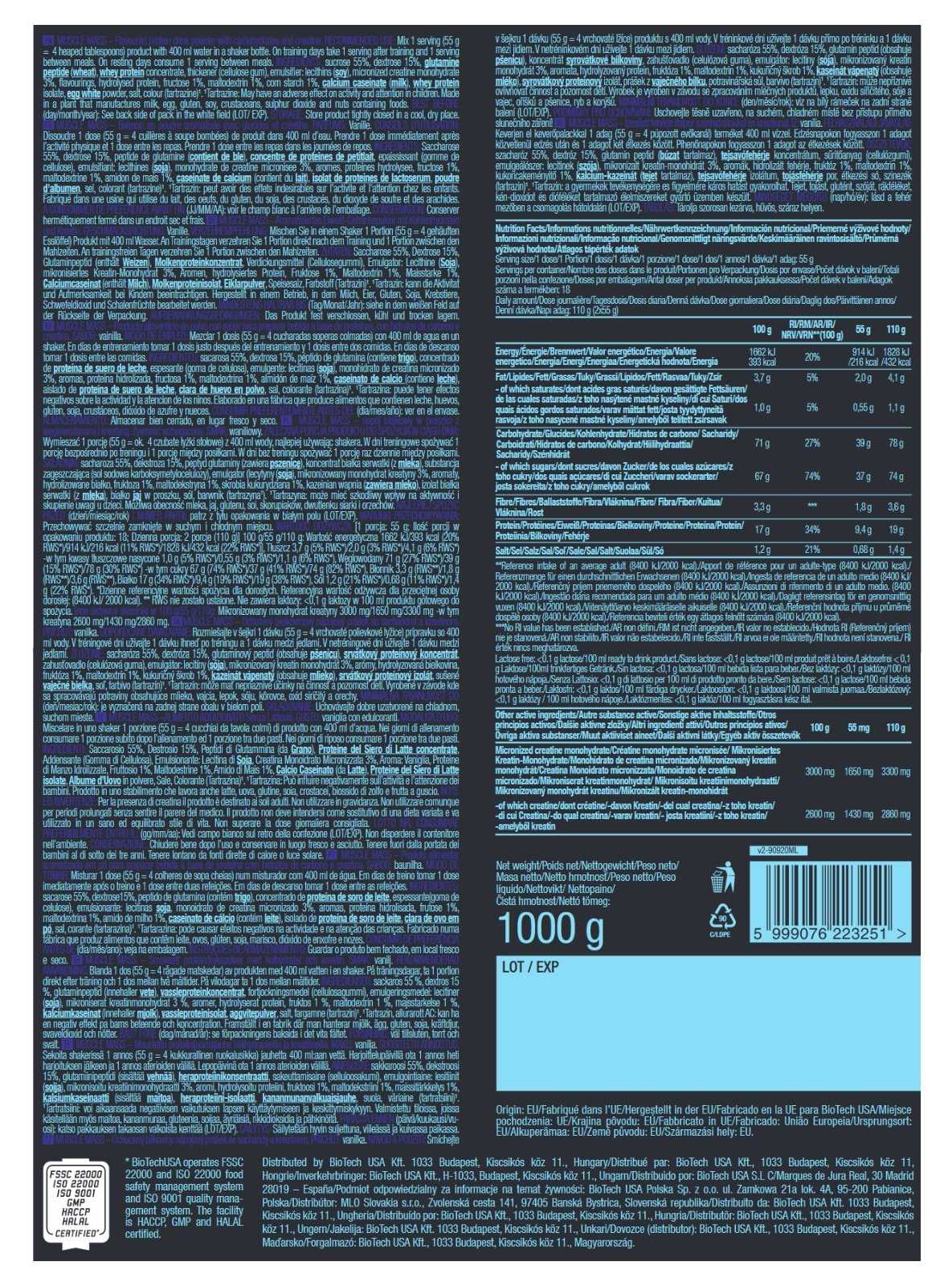Biotech USA Massa Muscular 1000 g