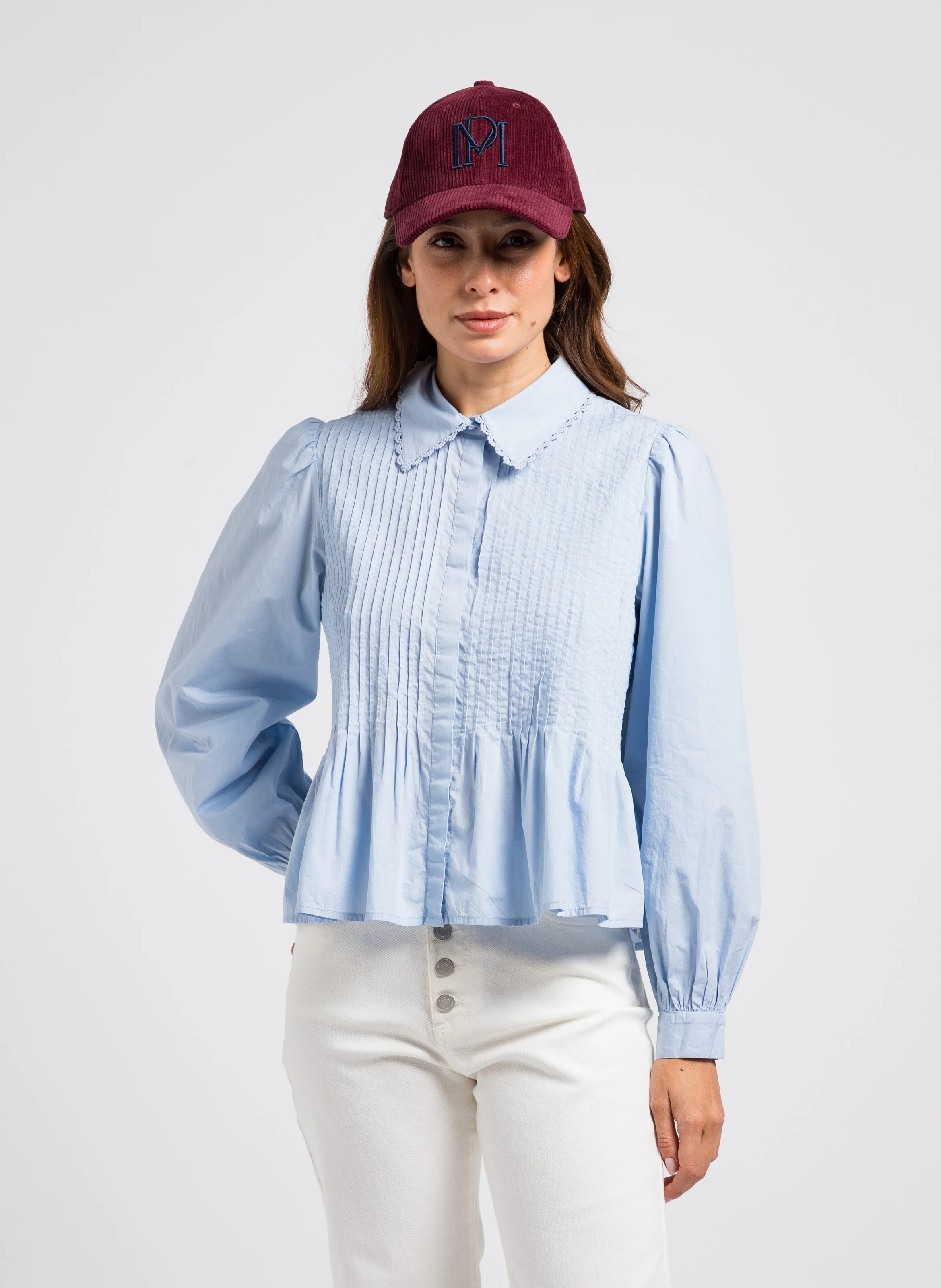 TOSCA - Chemise plissée en coton| Bleu