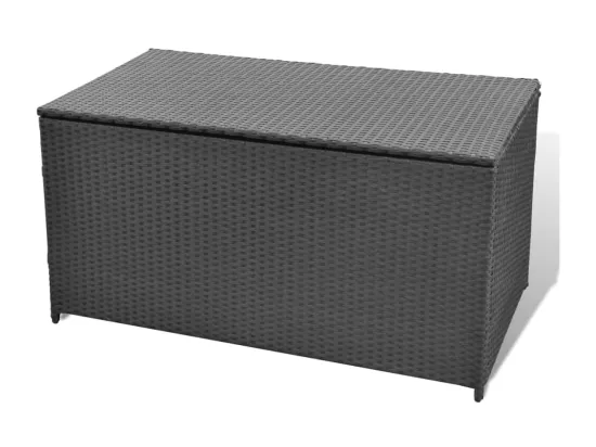 Boîte de rangement de jardin noir 120x50x60 cm résine tressée