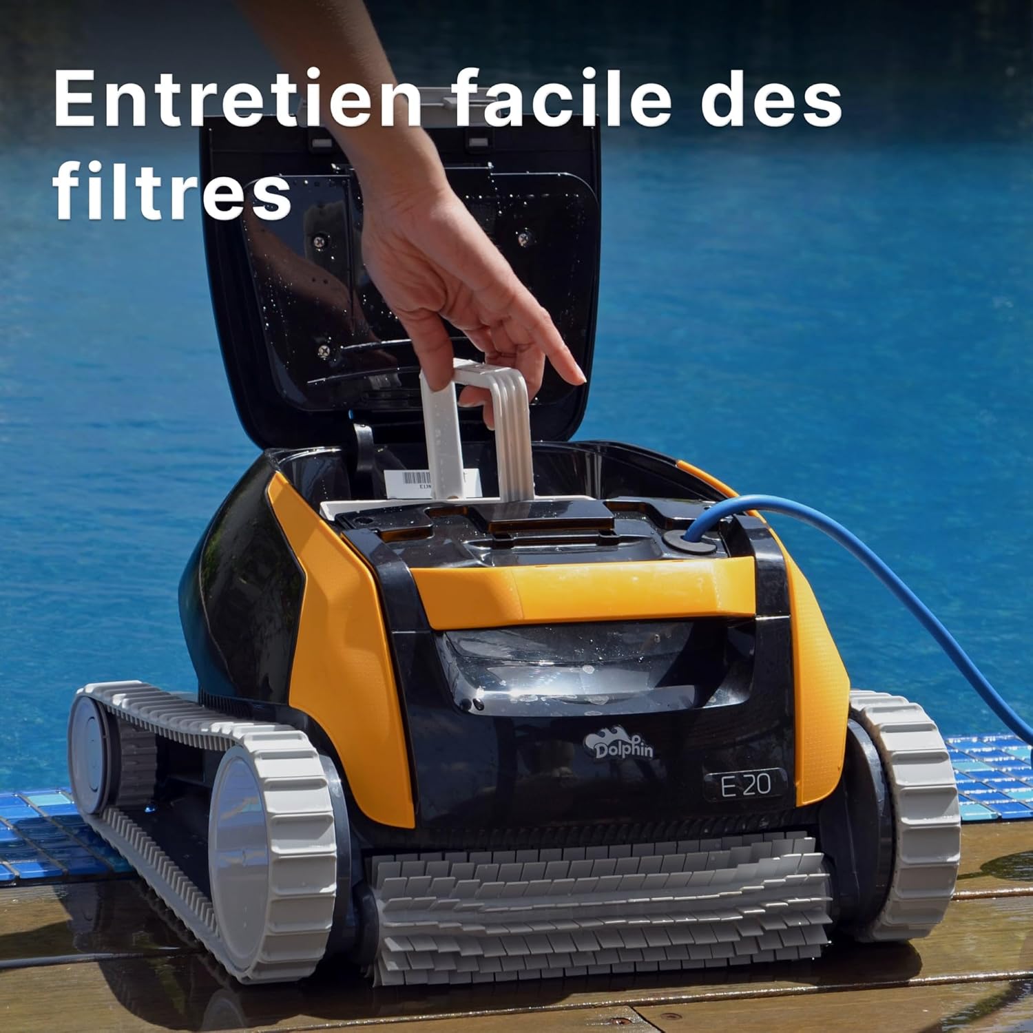 Dolphin E20 Robot Nettoyeur électrique avec Fil pour Piscine Hors-Sol Jusqu’à 10 m - Nettoyage Fond et parois - Économie d'énergie