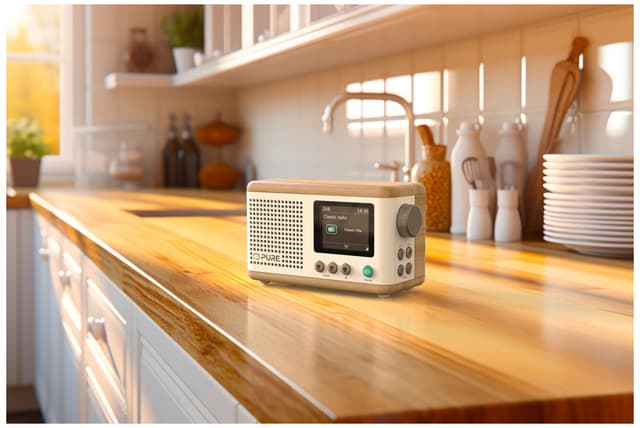 Pure Classic Mini bærbar digitalradio (bomuldshvid/eik)