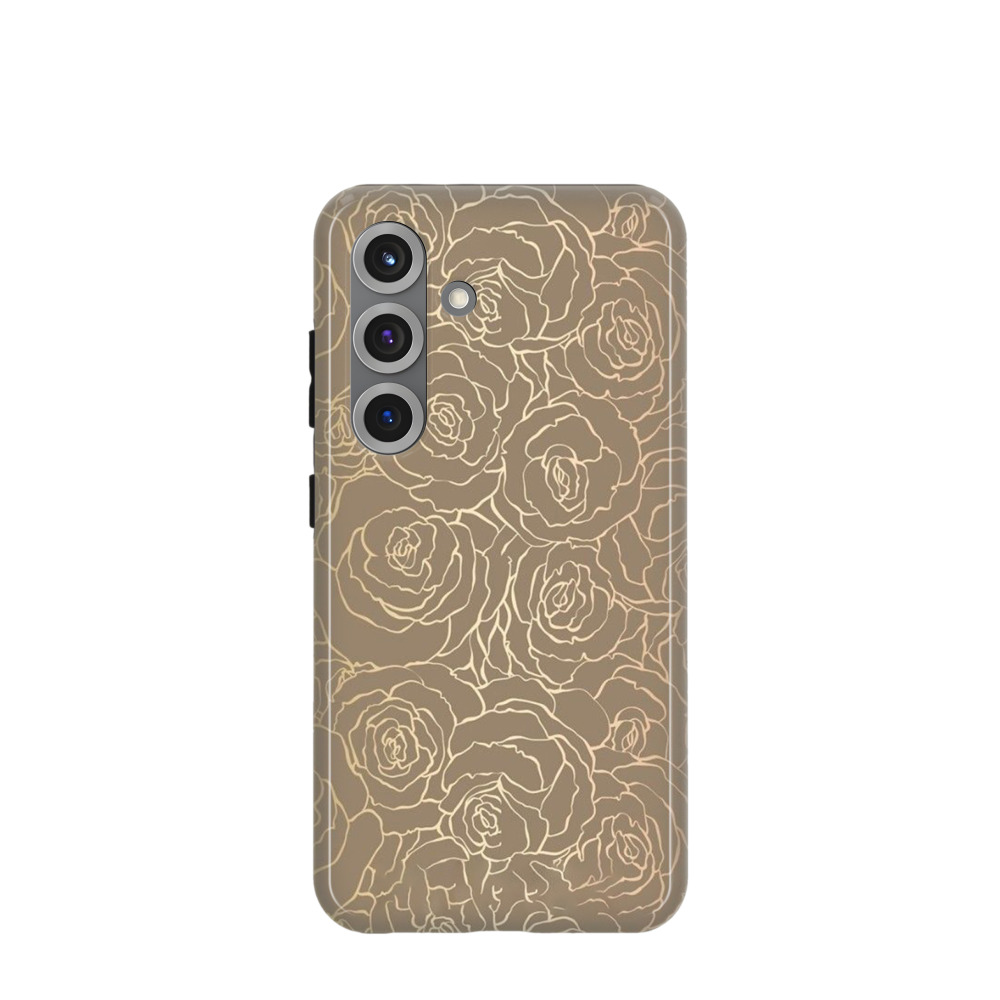 Samsung Galaxy S25 Hybrid (Kunststoff / Gummi) Hülle Rosenzauber 2 - Gold