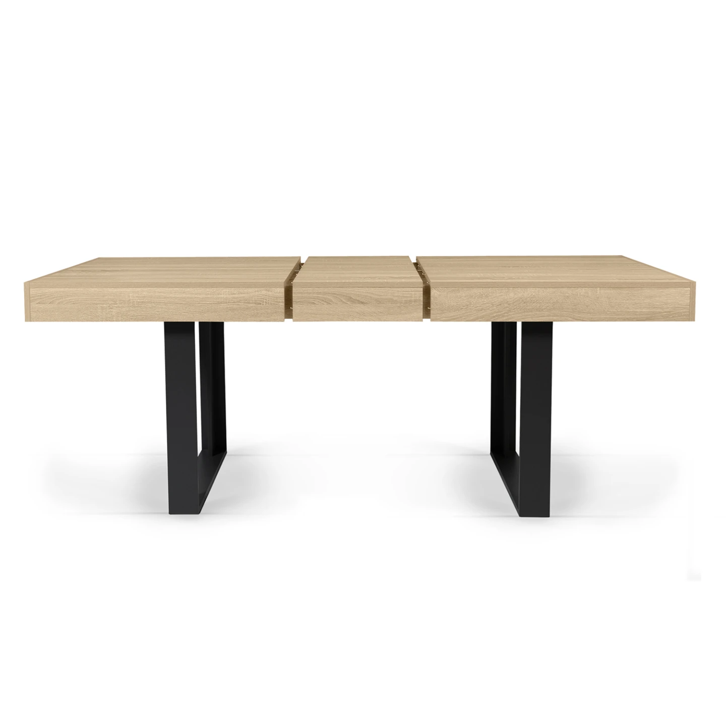 Table à manger extensible rectangle PHOENIX 4-8 personnes bois et noir 160-200 cm