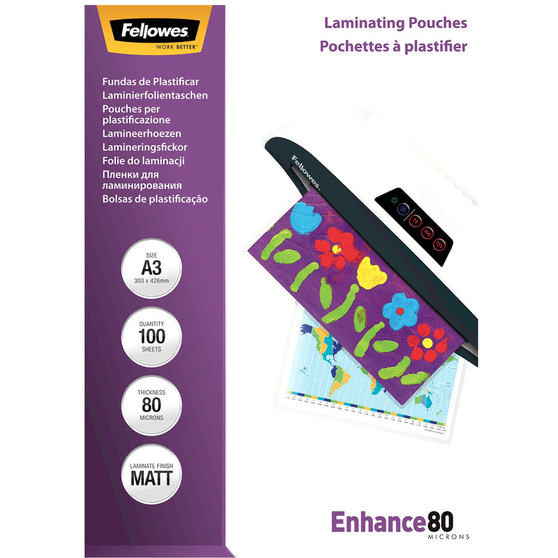 Fellowes Laminierfolien Enhance, A3, 80 mic, matt, 100 Stück
