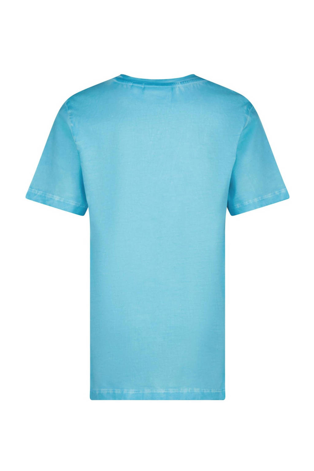Vingino T-shirt Herso met printopdruk aquablauw/oranje