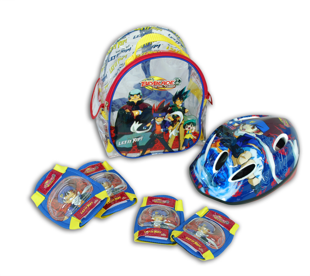Mochila, capacete e equipamentos de proteção Beyblade