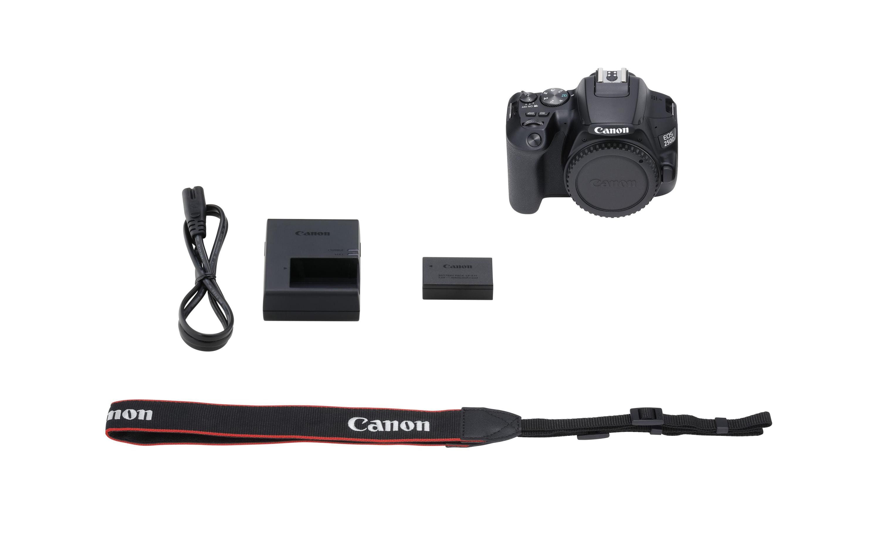 Fotokamera EOS 250D Body<br>Kompakte DSLR mit 24.1 Megapixeln und 4K-Videoauflösung