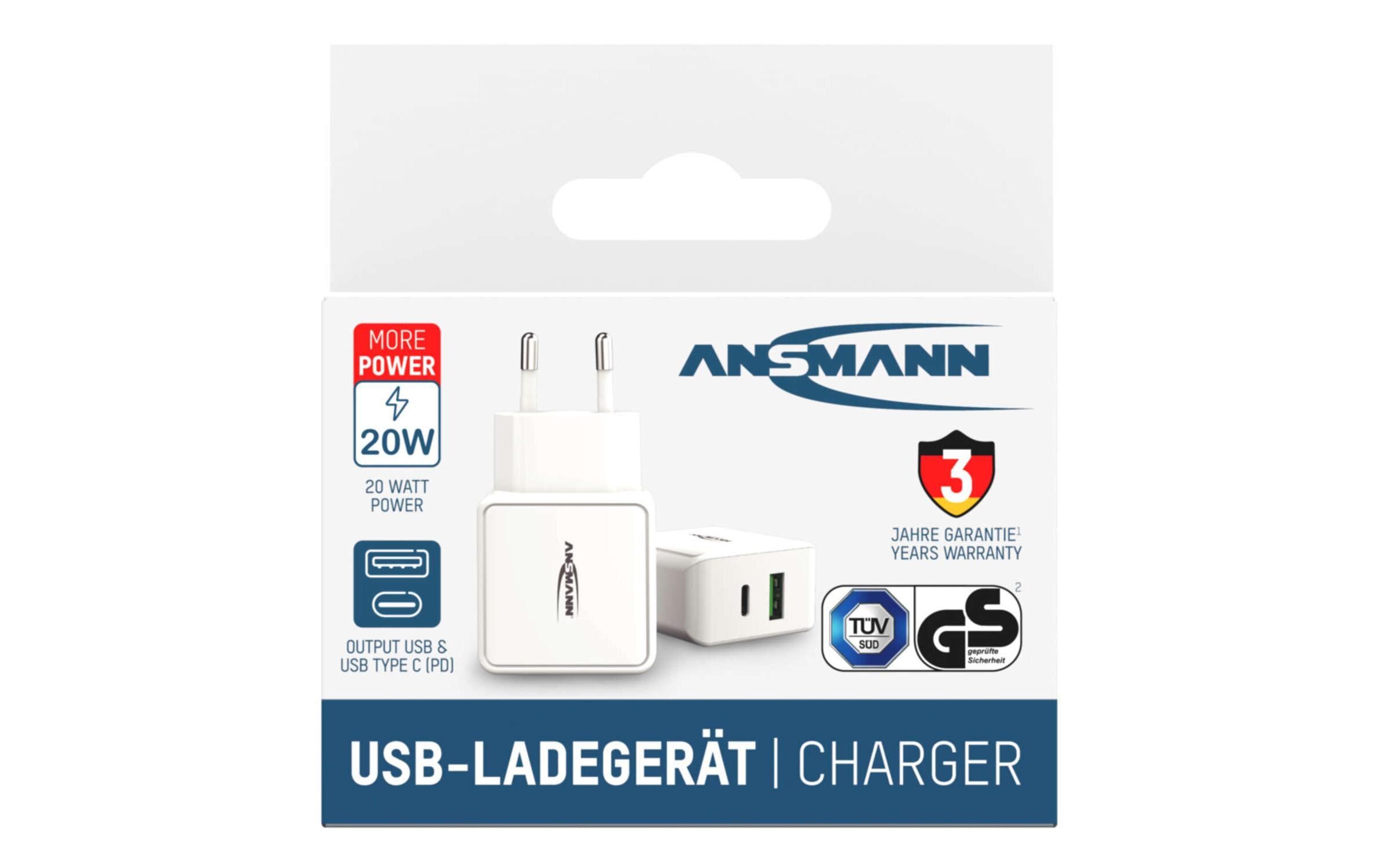 USB-Wandladegerät Home Charger HC218PD, 18 W, WeissLeistungsstarker Indoor USB-Ladeadapter