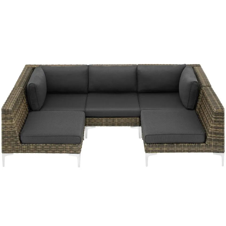 tectake Modulaire wickerset Villanova hoek links met aluminium frame