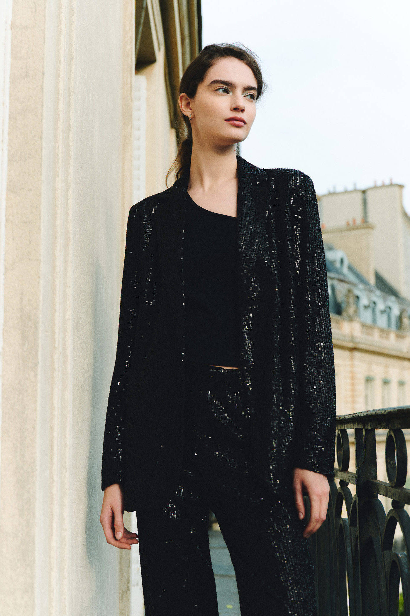 MANGO TEEN regular blazer blazer zwart pailletten
