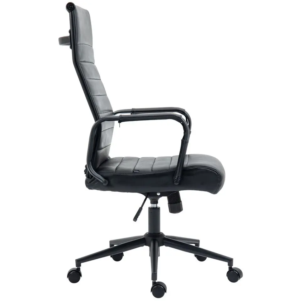CLP Bureaustoel Kolumbus mat zwart Frame - Echt leer - zwart/zwart