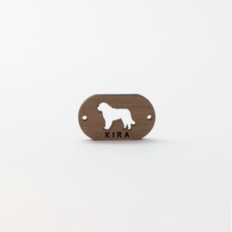 Pulseira de madeira verde personalizável para cães São Bernardo.
