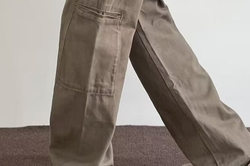 Real Boy - Mid Rise Washed Wide Leg Cargo Jeans