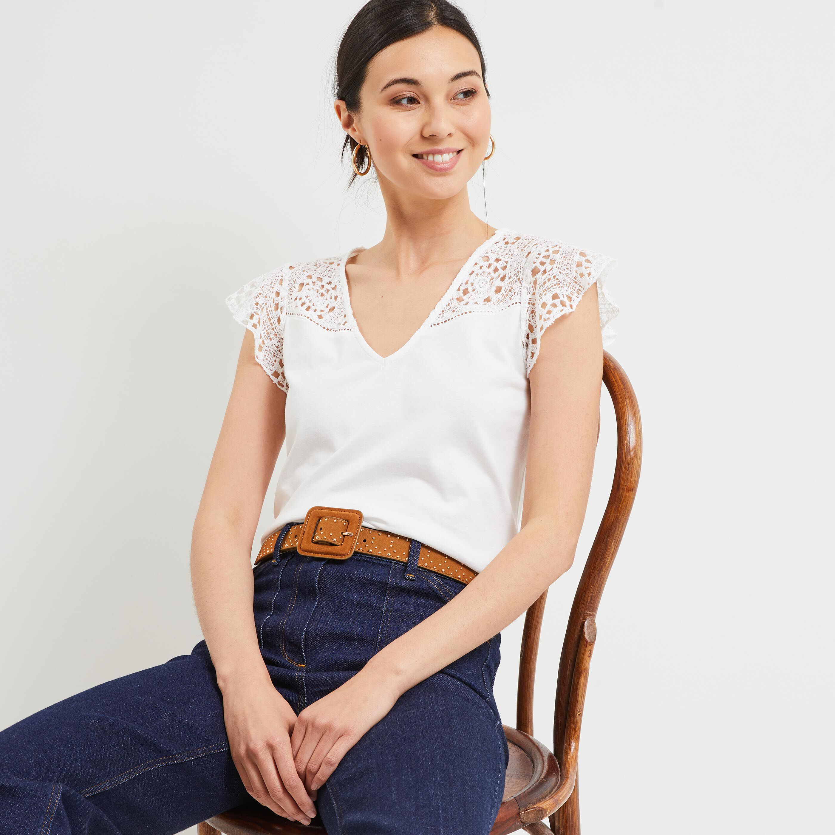 Tshirt uni femme - BLANC CASSE