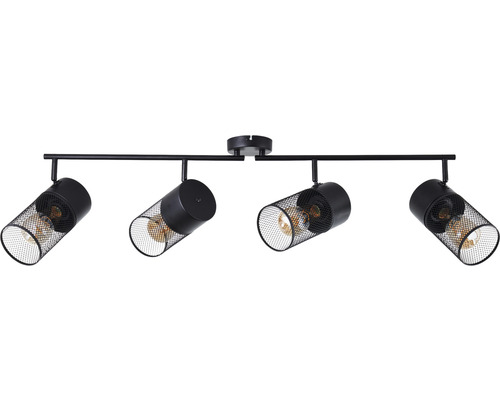 Plafondspot, 4-lichts, B 108 cm, zwart