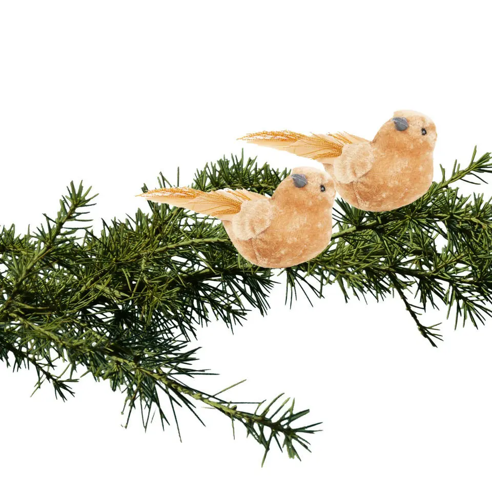 Cosy & Trendy Kerstversiering decoratie vogels - op clip - 2x