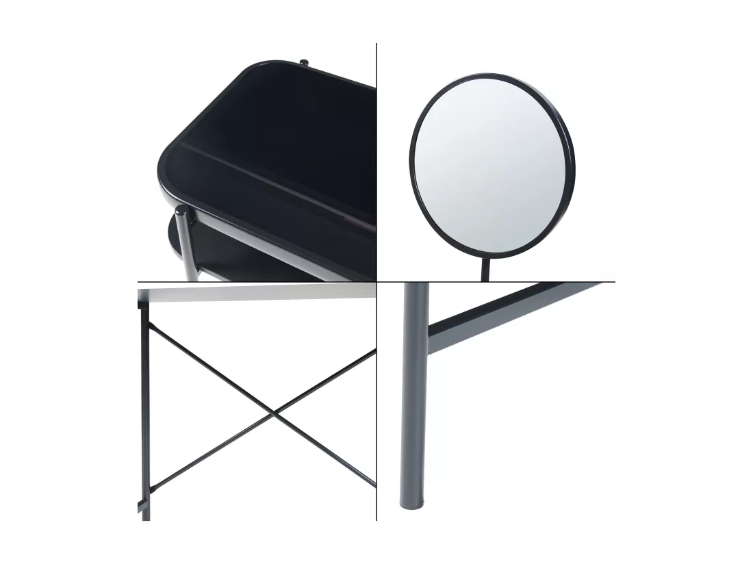 Coiffeuse Hjelmeland acier verre 129 x 80 x 44 cm noir [en.casa]