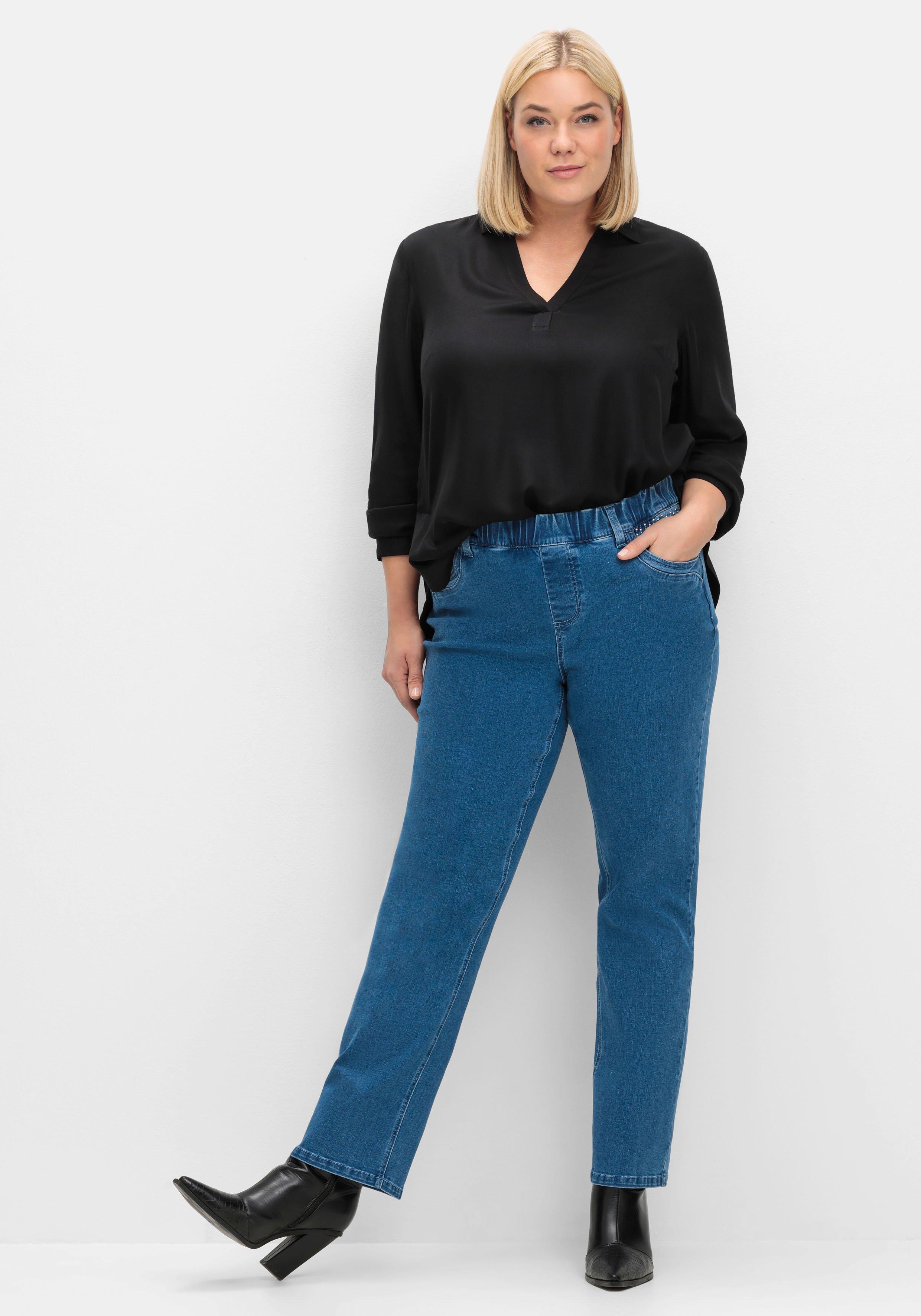 Gerade Jeans mit Gummibund und Shaping-Einsatz