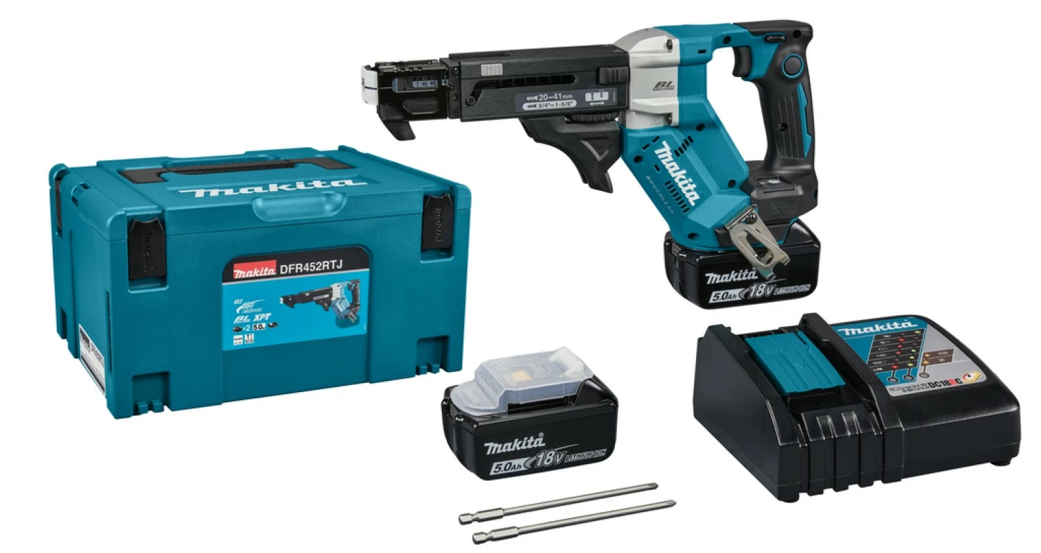 Makita DFR452RTJ 18V Li-Ion accu schroefautomaat set (2x 5,0Ah) in Mbox - 20-41mm