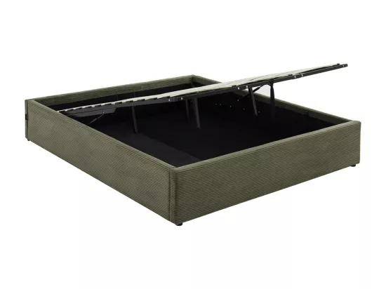 Lit coffre adulte 180x200 cm en velours côtelé vert avec sommier - Handy