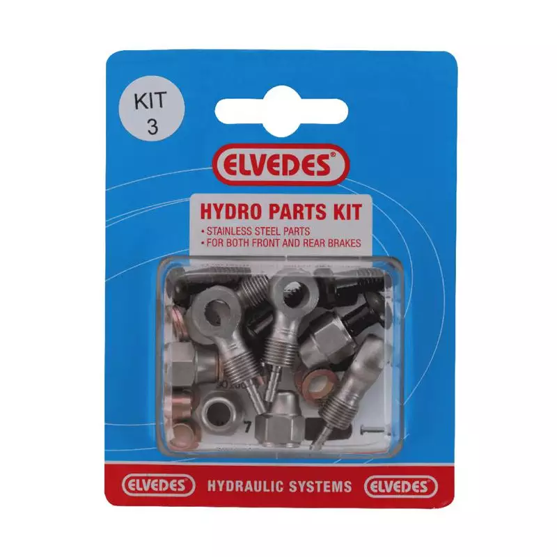 ELVEDES Hydro Parts Kit 3: Banjo + Banjo Stainless Steel Parts pour Front et Rear Brakes