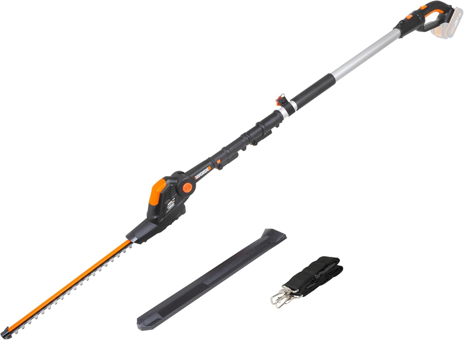 WORX WG252E.9 Akku Teleskop Heckenschere, 1340 /min, 45cm Schnittbreite, 10-Fach Verstellbarer Teleskopstiel bis 3,20 Meter Höhe, PowerShare kompatibel (Ohne Akku & Ladegerät)