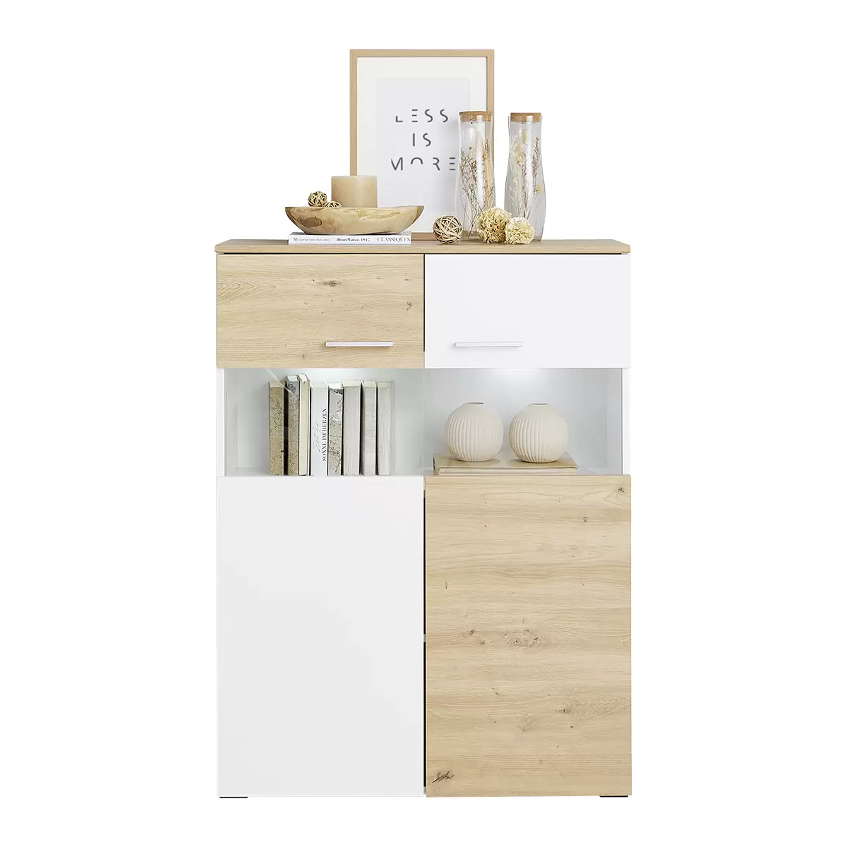 Highboard Valencia weiss,Artisan Eiche