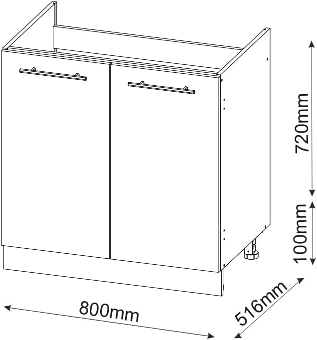 Vicco Spülenunterschrank Fame-Line, Weiß Hochglanz/Weiß, 80 cm ohne Arbeitsplatte