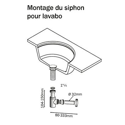 Siphon design court pour lavabo laiton nickelé Diall