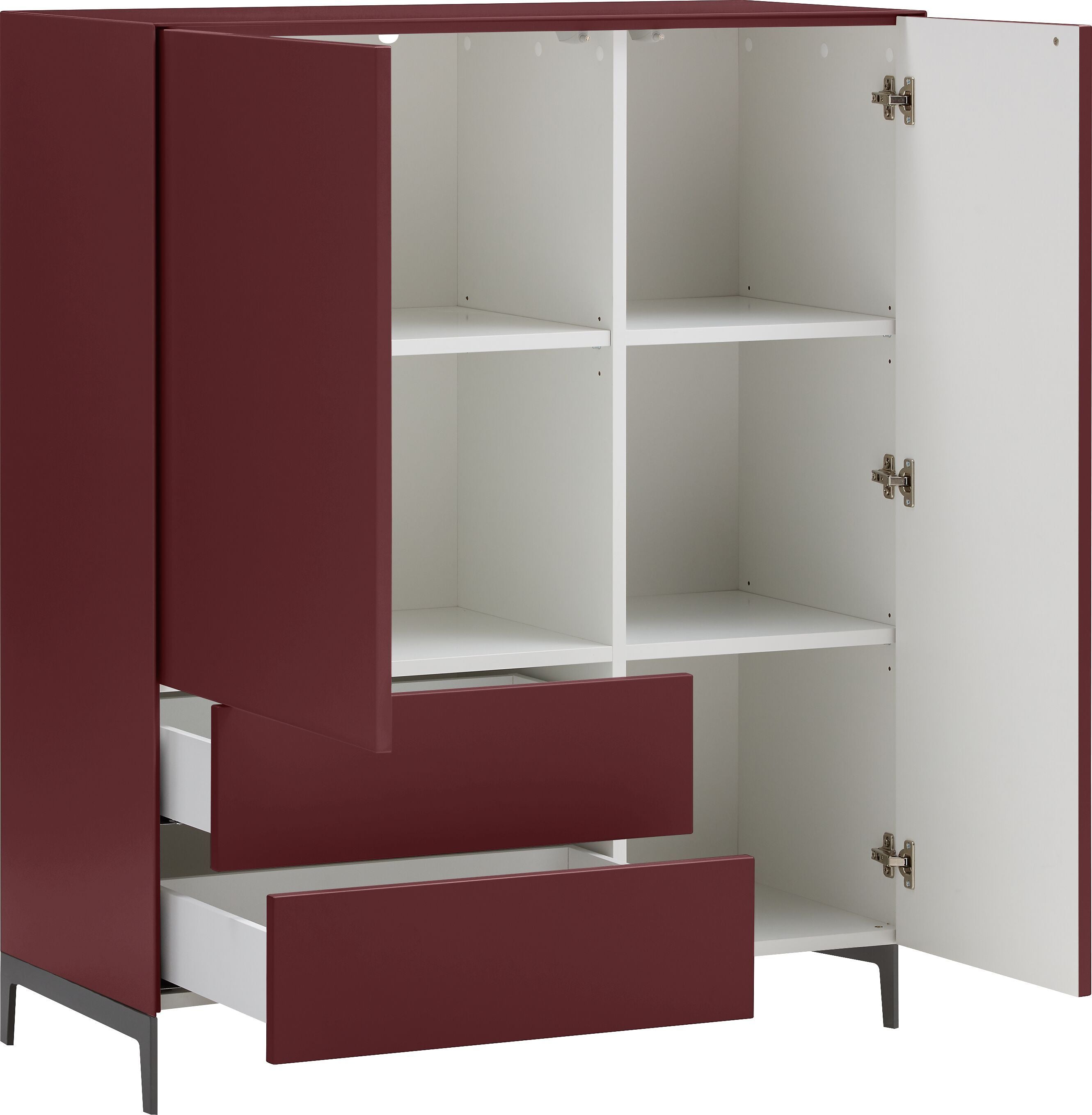 LUX Highboard - Dunkelrot / B: 100.0 cm x T: 46.0 cm x H: 123.5 cm