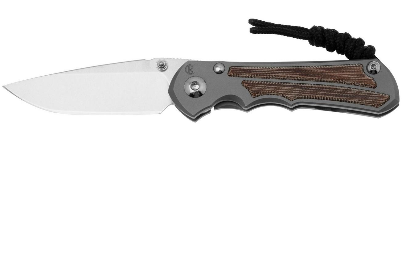 Chris Reeve Small Inkosi SIN-1118 CPM MagnaCut Drop Point, Glass Blasted Titanium, Natural Canvas Micarta Inlay, zakmes