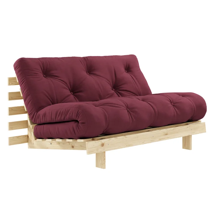 Karup Design - Roots Schlafsofa, 140 x 200 cm, Kiefer natur / bordeaux (710)