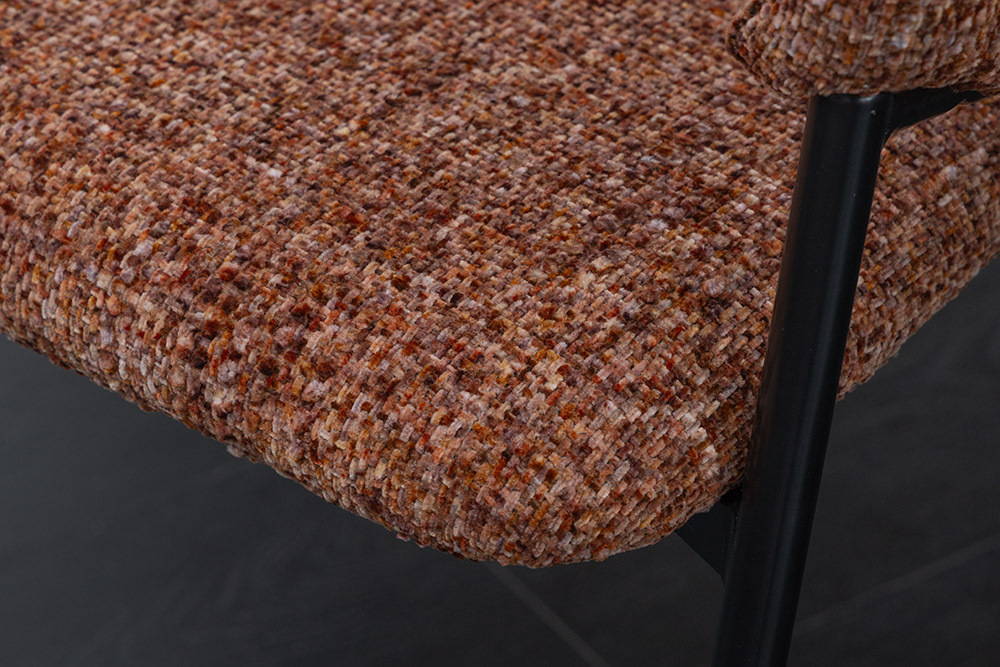 Design Stuhl NOBLESSE braun Chenille schwarzes Metallgestell