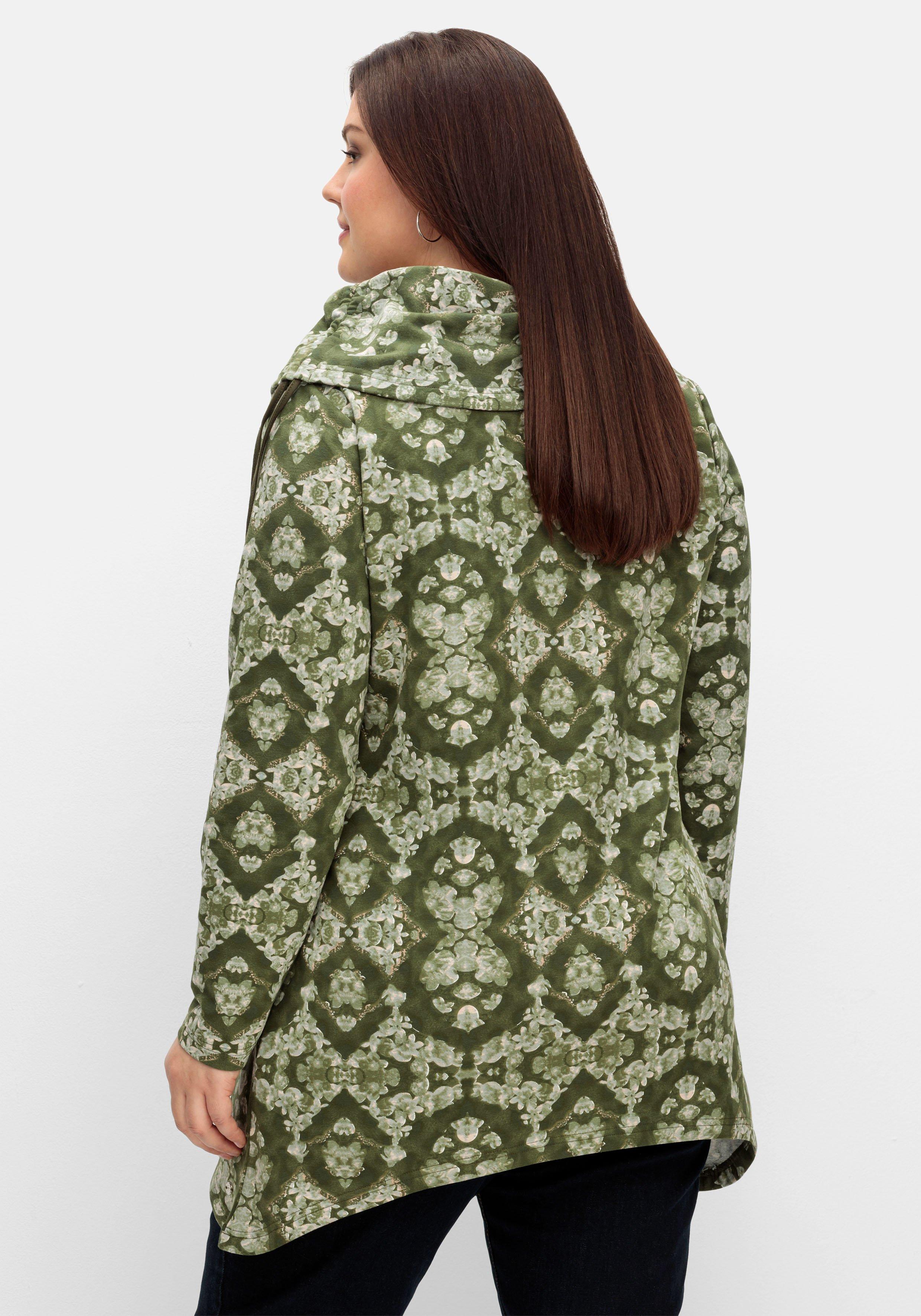 Sweatshirt mit Ornamentdruck und Kragen
