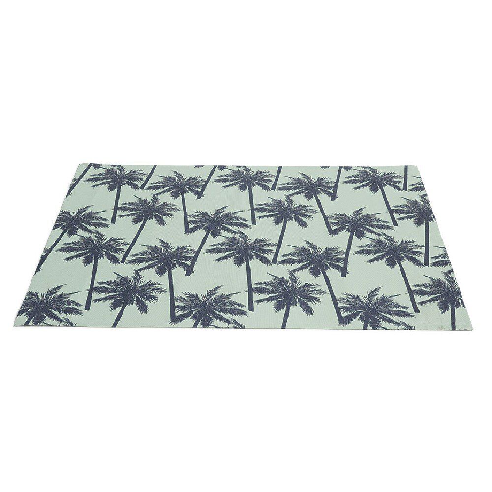 Tapis de jardin Bahamas antidérapant motif palmier vert pastel et noir