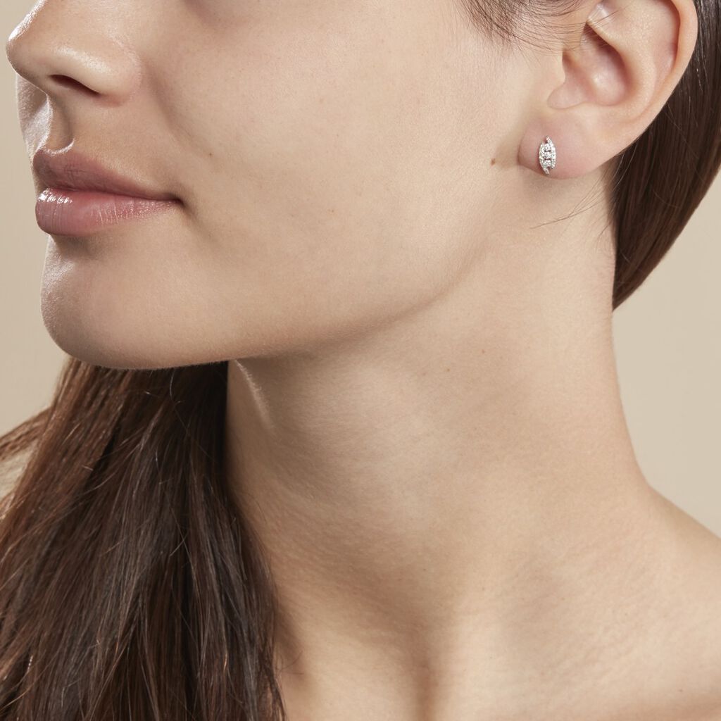 Boucles D'oreilles Puces Eternite Or Blanc Diamant