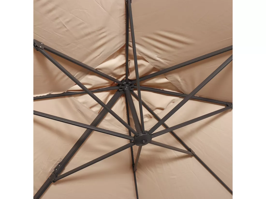 Parasol déporté rectangulaire 3x4m - Wimereux- Beige - Parasol excentré inclinable et rotatif à 360°.
