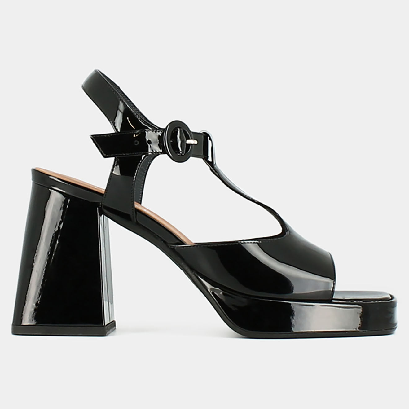 Jonak Sandales en Cuir verni Dixie noires - Talon 7 cm