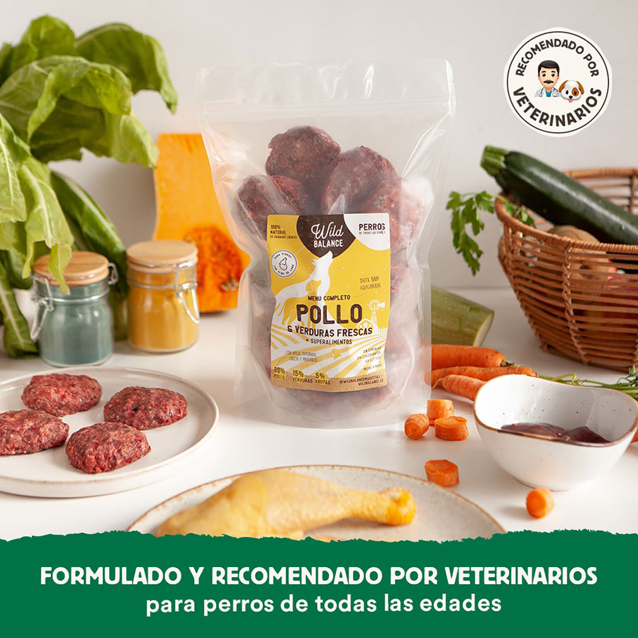 Pacote completo de dieta BARF para cães, sabor frango.