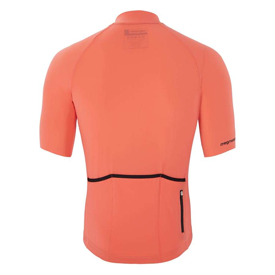 Megmeister Woven Plain Fietsshirt Korte Mouwen Koraalrood Heren