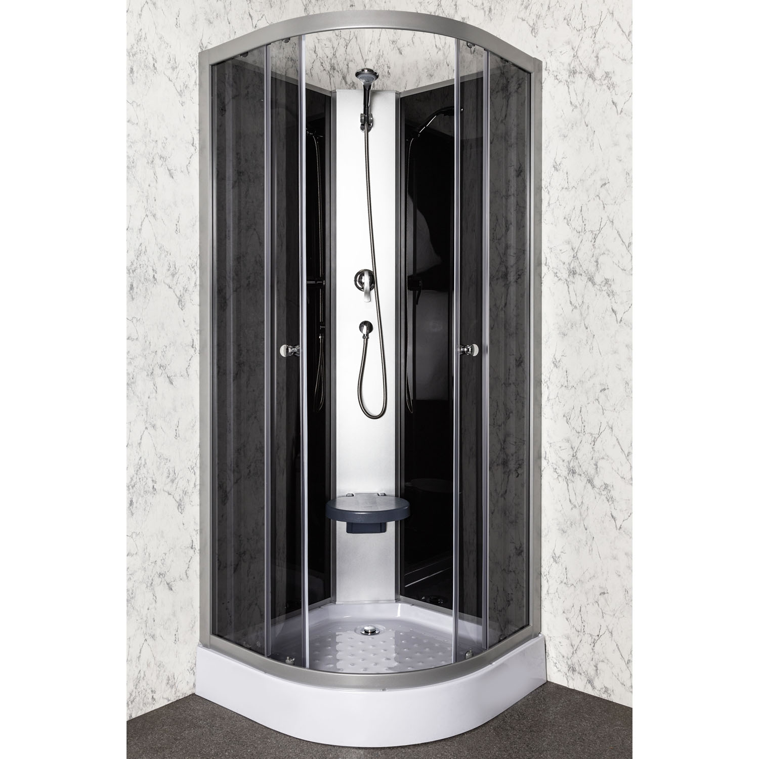 Kerra Evora complete douchecabine met zitting 90x90cm zwart