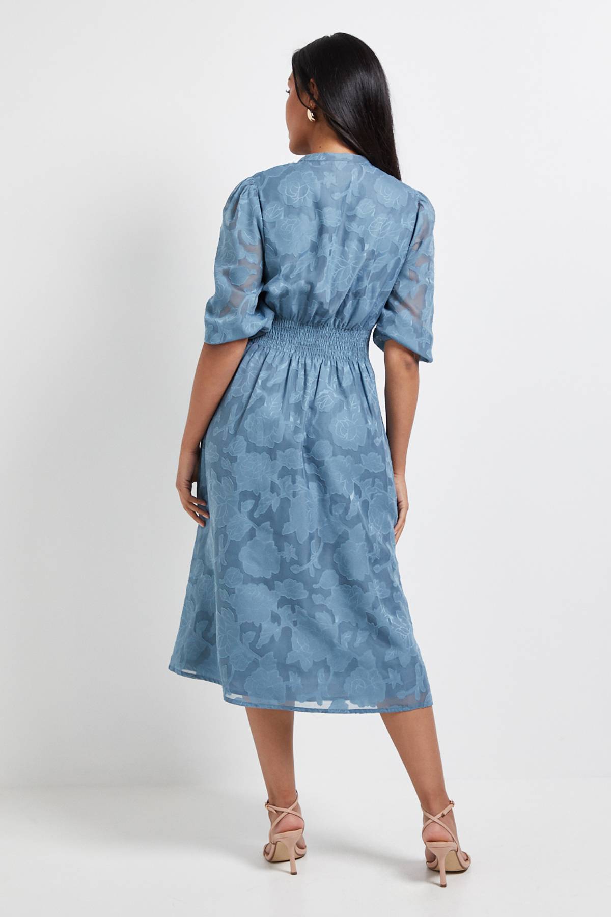 Wallis Robe Midi Boutonnée à Jacquard Floral Petite
