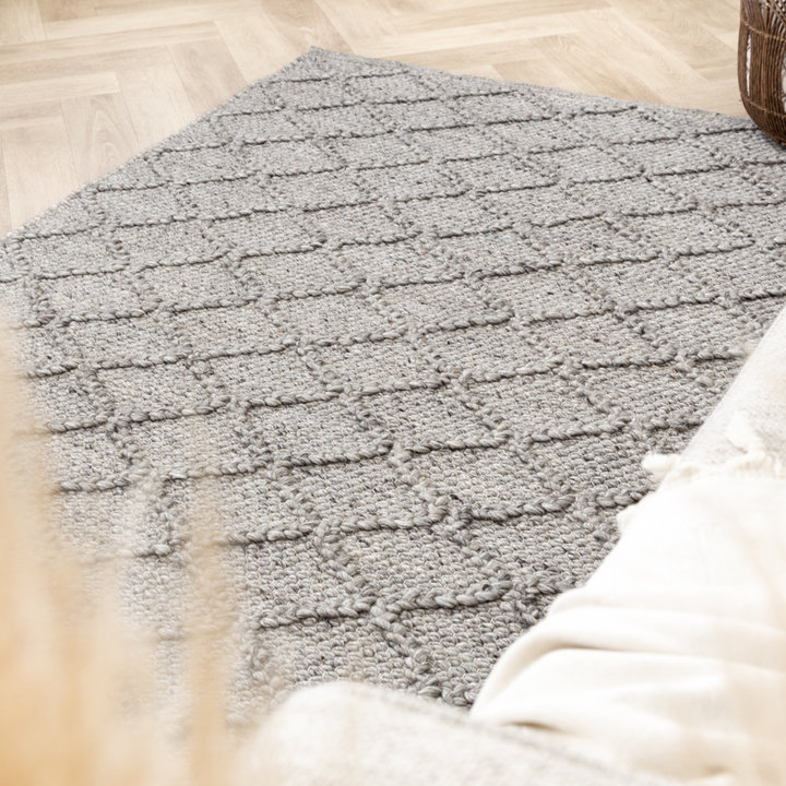 Wol gevlochten vloerkleed - Knit Grijs | Top kwaliteit