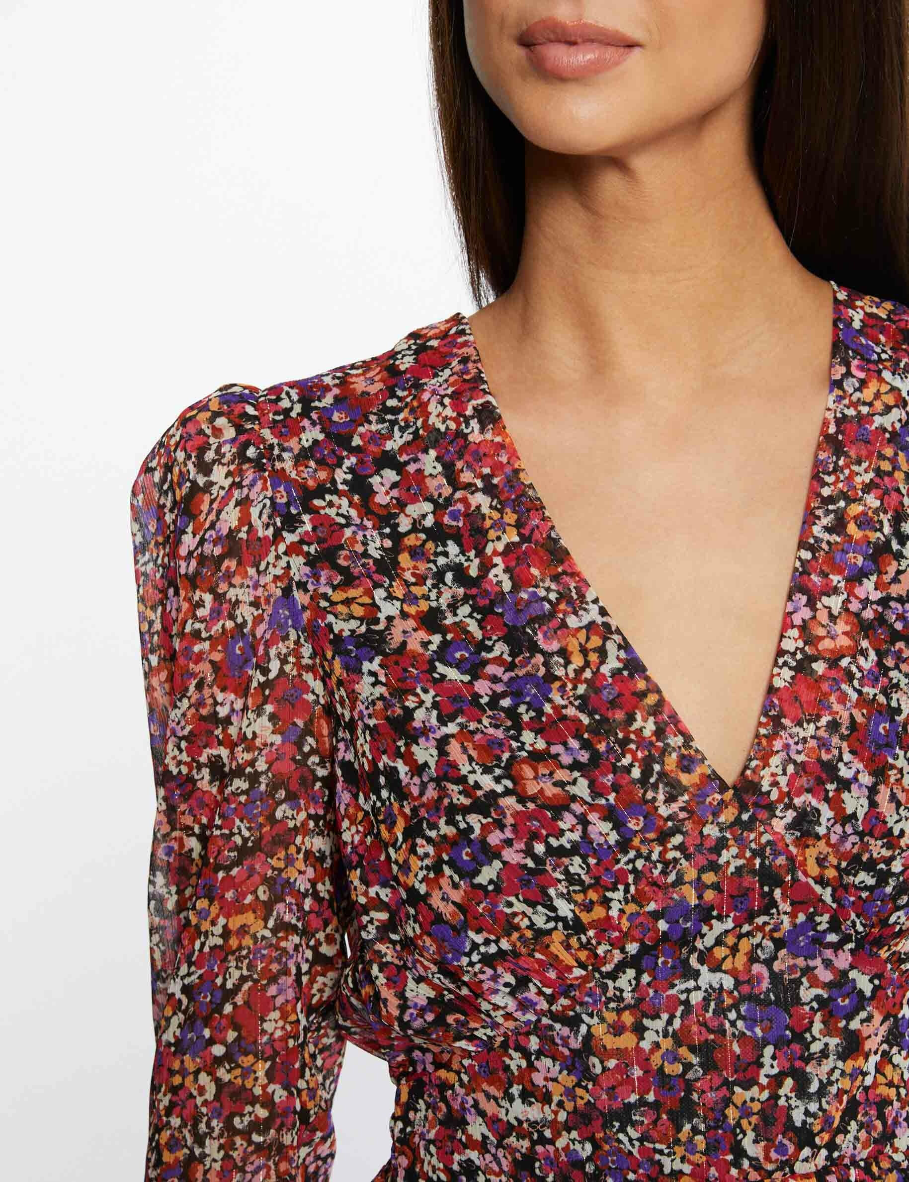Robe droite fluide imprimé floral multico femme - multico