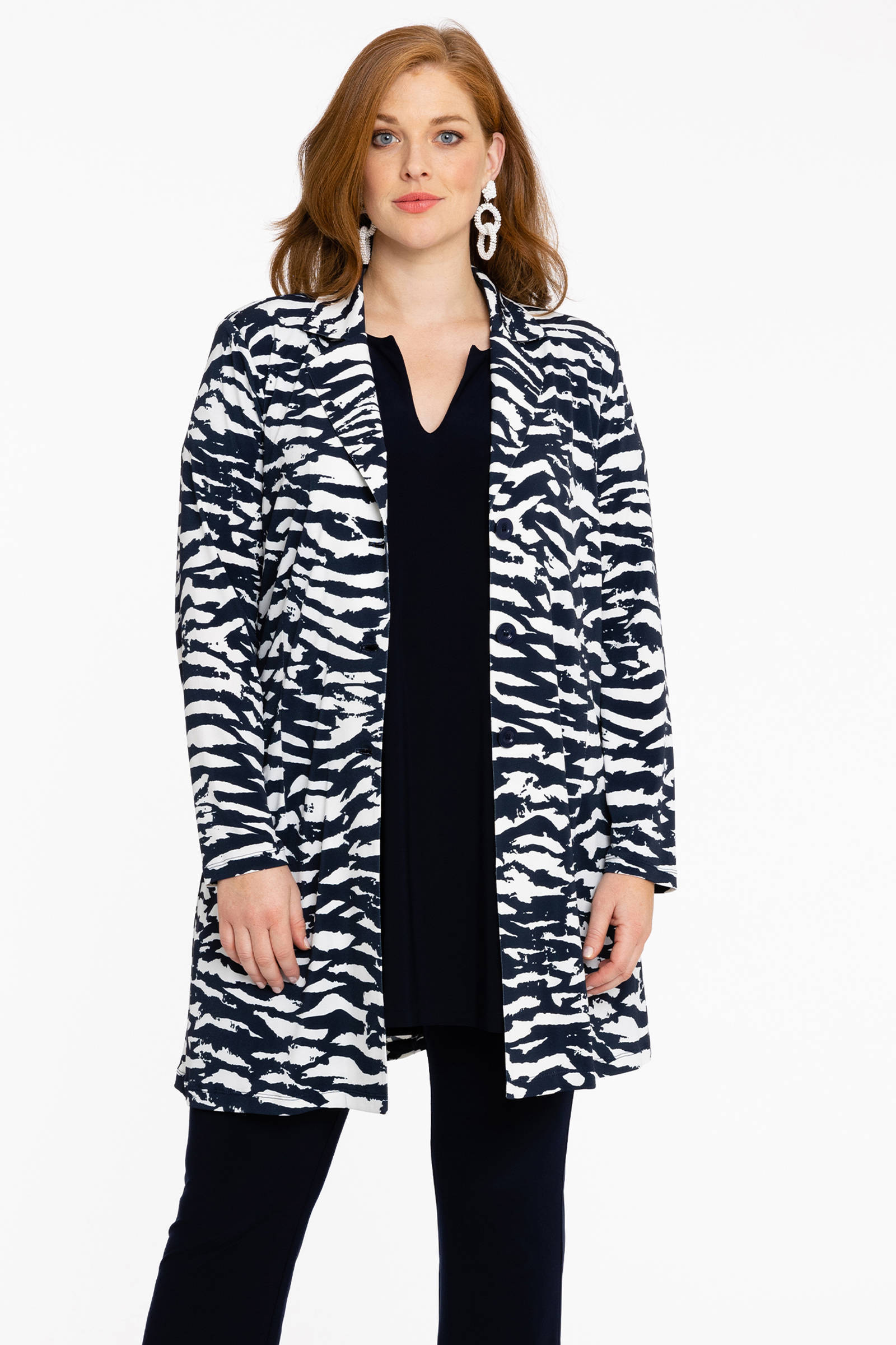 YOEK Loretta's Favourites blazer donkerblauw/wit