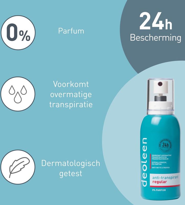Deoleen - Regular Pompspray - Anti-transpirant - 0% Parfum - 48 Uur Effectief