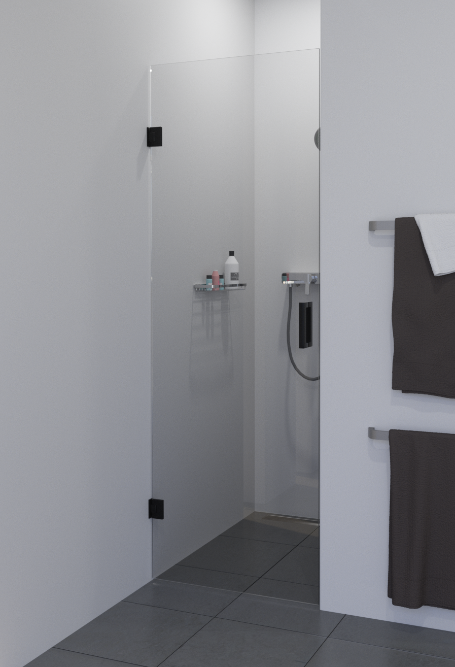 Saniclear Modern profielloze douchedeur 70x200 met zwarte scharnieren